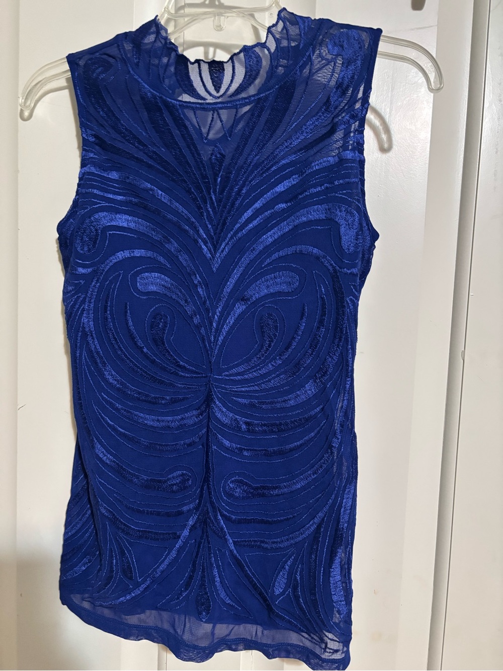 INC International Concepts Royal Blue Sleeveless Embellished Mesh Top - Picture 6 of 11